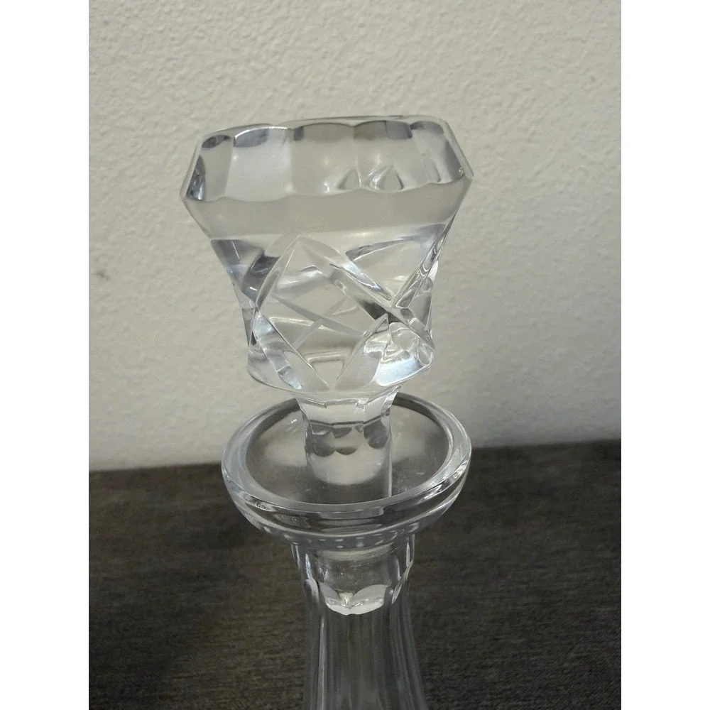 2 Vintage MCM Hand Cut 24% PbO Lead Crystal Decanter Polonia Made In Poland